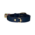 Load image into Gallery viewer, XS/S 7”-14”  Matte Midnight Blue Custom Snake Collar/Custom Gold Oval Italian Hardware & Swarovski Crystal Charm

