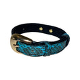 Load image into Gallery viewer, XS/S 7”-14” Turquoise & Black Custom Snake Collar/Custom Gold Oval Italian Hardware

