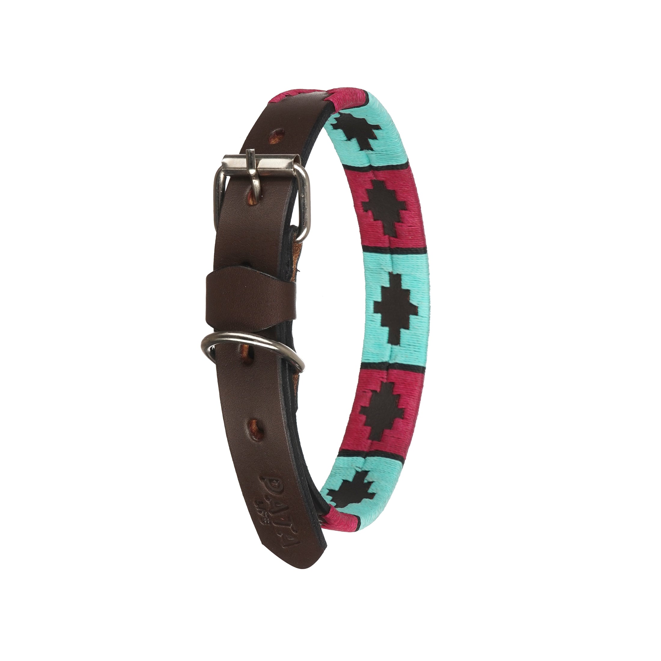 Pink and Turquoise dog collar 