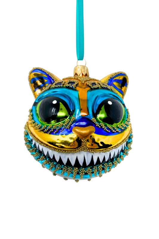 Egyptian Cheshire Cat Glass Ornament - Southlake Paws