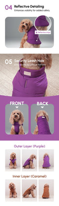 Load image into Gallery viewer, Reversible Dog Vest Jacket - Purple Caramel
