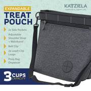 Katziela Expandable Pet Treat Pouch - Hands Free Dog Treat Pouch, Quick Access Magnet Closure - Anti Spill Dog Treat Bag - Treat Pouches for Pet Training, Adjustable Shoulder Strap & Belt Clip