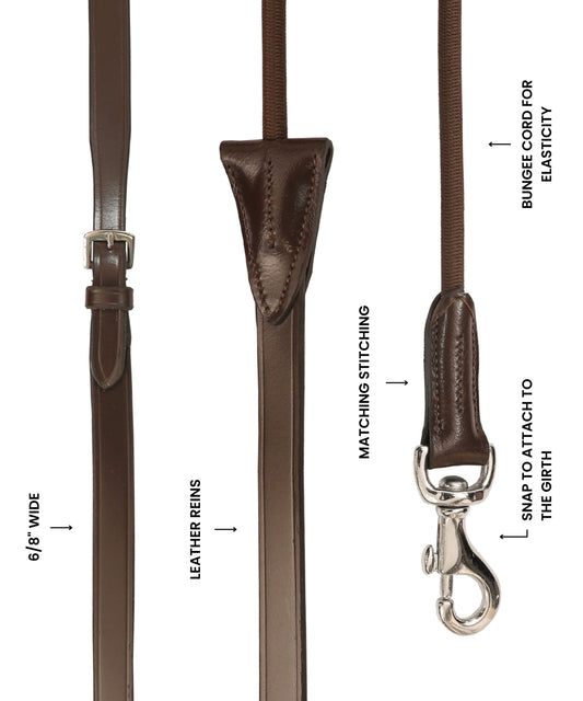 ExionPro Leather Draw Reins with Round Elastic