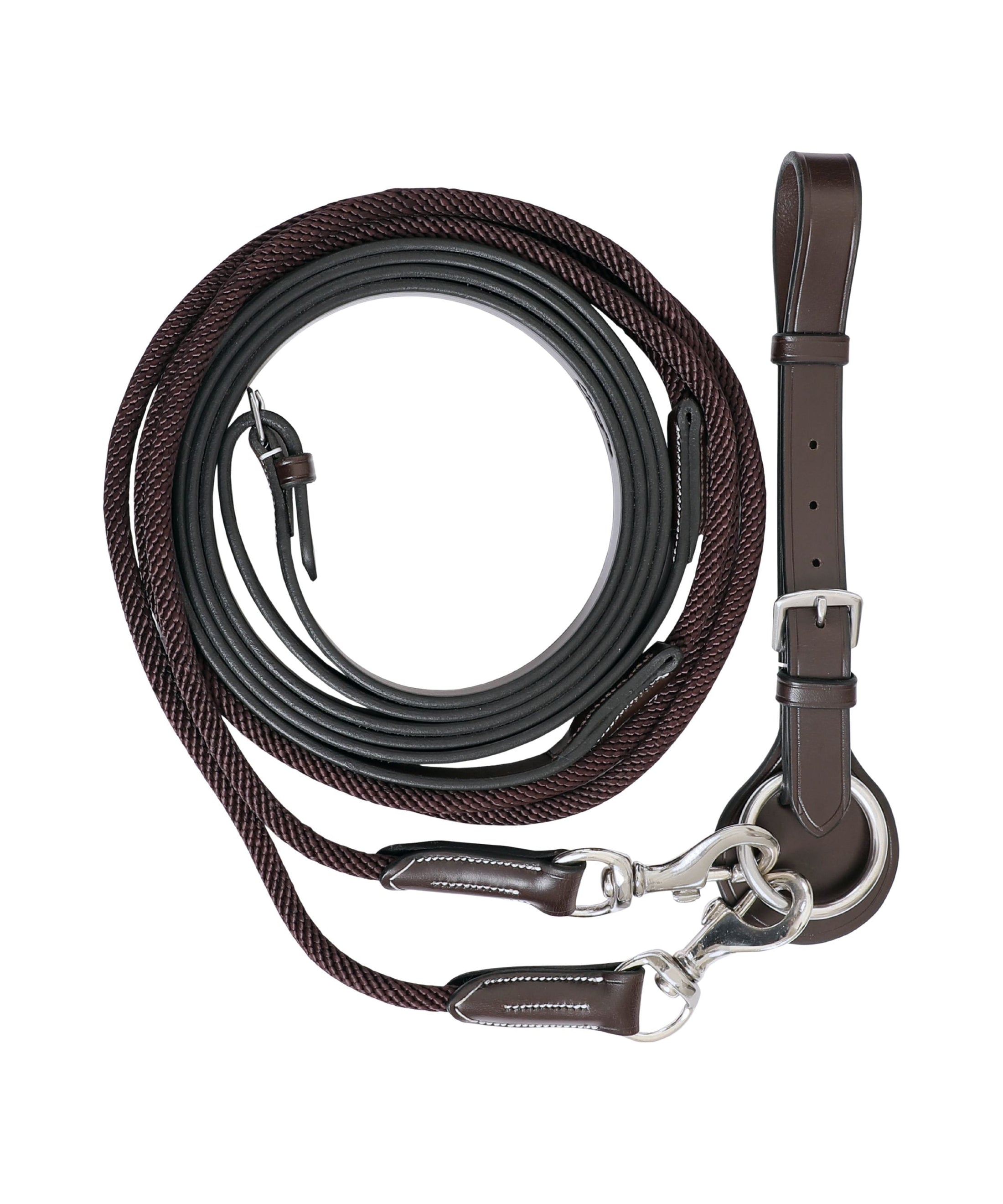 ExionPro Rope & Leather Draw Reins with Girth Ring