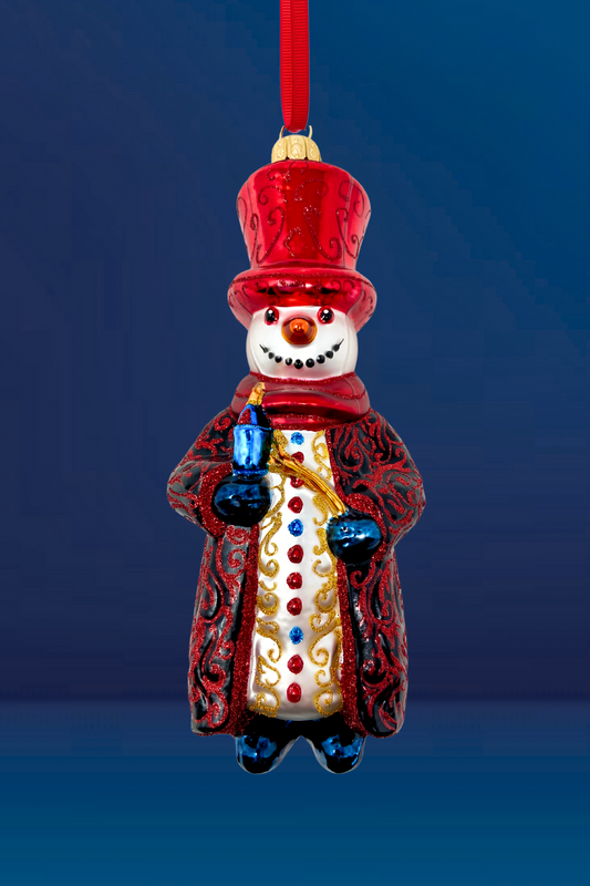Evening Snow Snowman Glass Ornament - Southlake Paws