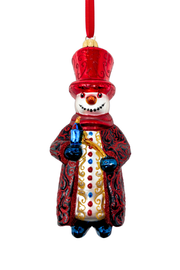 Evening Snow Snowman Glass Ornament