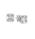 Load image into Gallery viewer, OLIVE & CHAIN Diamond Emerald Cut Cluster Stud Earring - White Gold, 5mm
