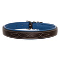 Load image into Gallery viewer, ExionPro Fancy Stitched Padded Leather Dog Collar - Blue Padding
