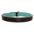 Load image into Gallery viewer, ExionPro Fancy Stitched Padded Leather Dog Collar - Sky Blue Padding
