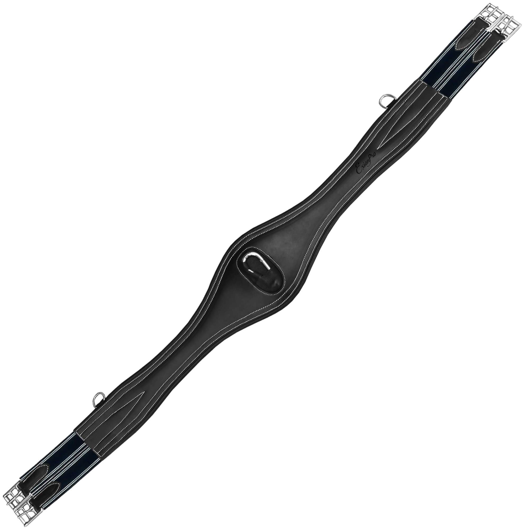 Southlake Paws ExionPro 'Snap' Over Lay Girth in navy blue elastic with white lines, featuring a central padded section and m