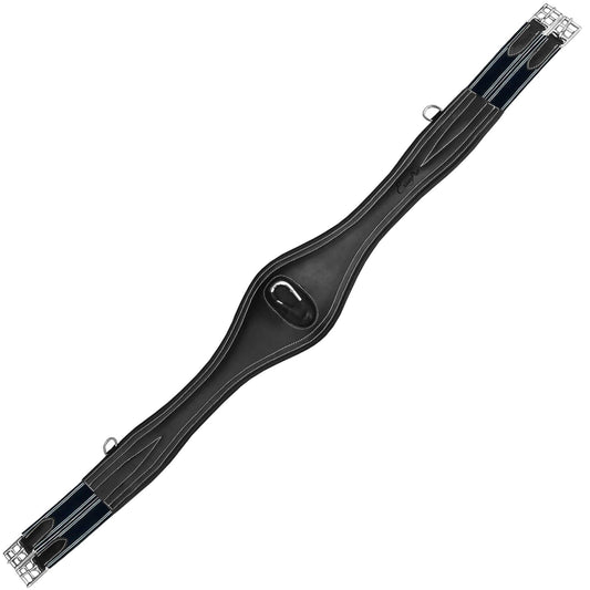 Southlake Paws ExionPro 'Snap' Over Lay Girth in navy blue elastic with white lines, featuring a central padded section and m
