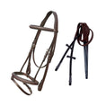 Load image into Gallery viewer, ExionPro Twin Designer Fancy Stitched English Snaffle Bridle with Reins
