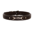 Load image into Gallery viewer, ExionPro Silver Snaffle Padded Leather Dog Collar - Brown Padding
