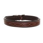 ExionPro Fancy Stitched Padded Leather Dog Collar - Brown Padding