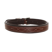 ExionPro Fancy Stitched Padded Leather Dog Collar - Brown Padding