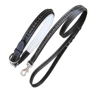 ExionPro Black Bling Dog Collar With Leash