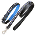 Load image into Gallery viewer, ExionPro White & Blue Bling Dog Collar With Leash
