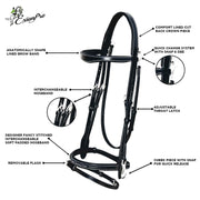 ExionPro Snap Snaffle Jumping Bridle with Rubber Reins