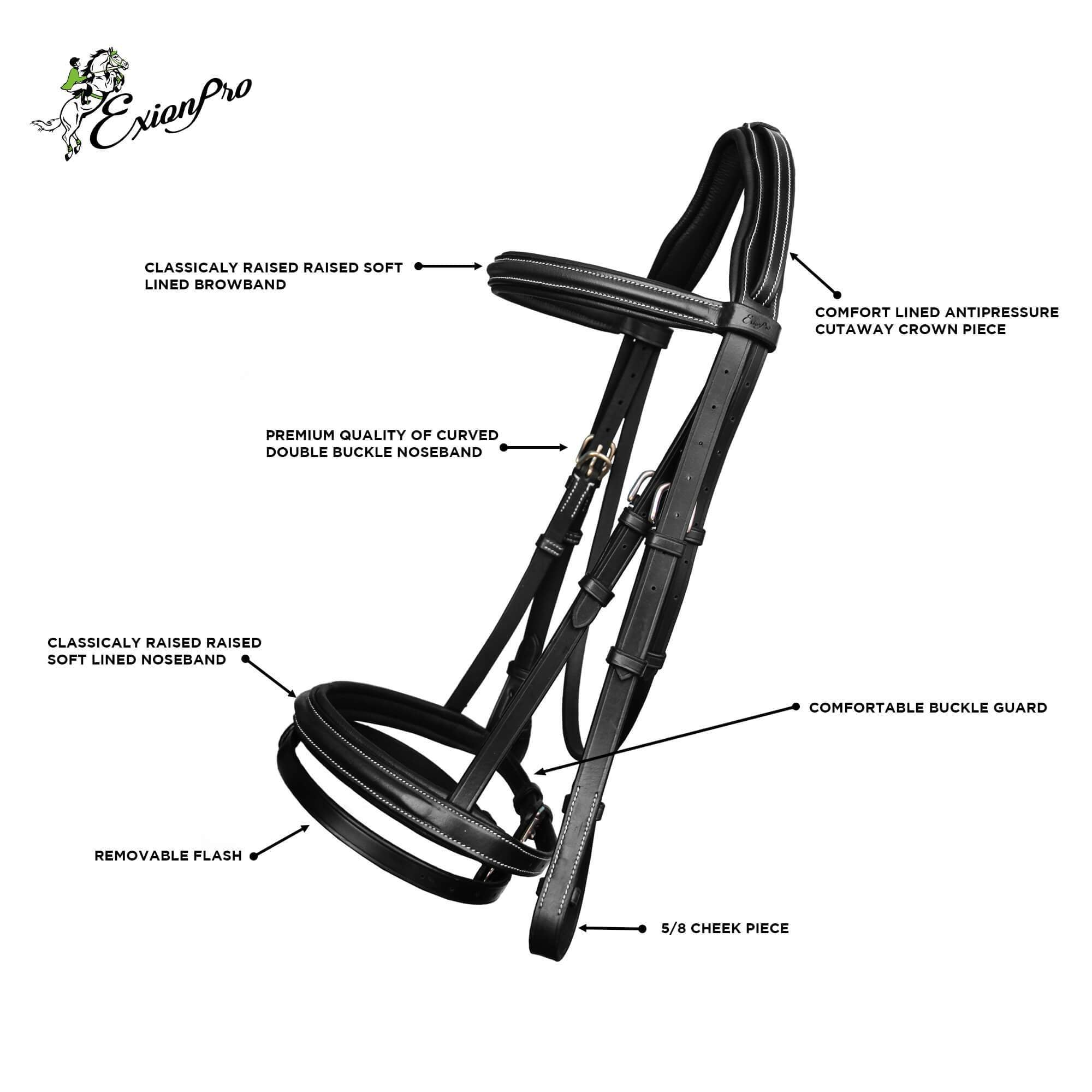Replacement Crownpiece of ExionPro Pressure Relief Crown Raised Padded Jumping Bridle