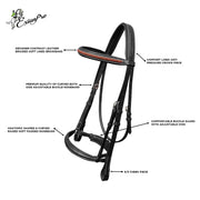 ExionPro Net Braided Browband & Dressage Bridle with Web Reins 