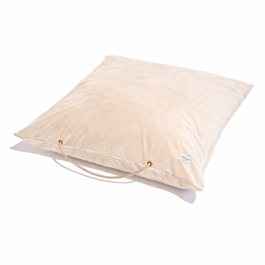 Beige Washable Velvet Dog Bed