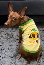 Parisian Pet 'Squeeze Me' Dog Shirt – Playful Graphic Pet T-Shirt for Dogs & Cats, Yellow