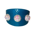 Load image into Gallery viewer, Dark Turquoise Snake with our 3 Custom Swarovski Crystal Rivets
