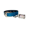 Load image into Gallery viewer, Dark Turquoise XS Snake 7-14 Collar/Custom Silver Italian Hardware & Swarovski Crystal Charm
