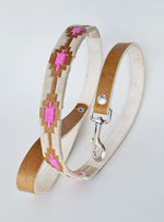 Dog Leashe Pink and Rawhide