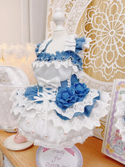 High quality handmade dog dresses denim+hat 