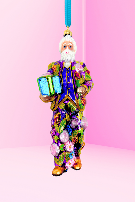 Purple Reign Santa Polish Glass Ornament - Southlake Paws