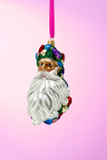 Load image into Gallery viewer, Floral Fetish Santa Head Polish Glass Ornament - Southlake Paws
