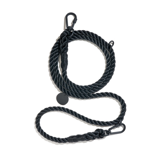 New! Matte Black Rope Dog Leash, Adjustable & Handcrafted -  Found My Animal