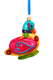 Folk Duck Polish Glass Ornament 