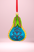 Load image into Gallery viewer, Folk Pear Glass Christmas Ornament - Southlake Paws
