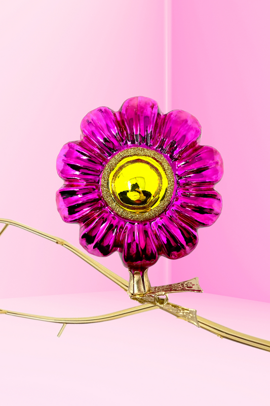 Fuchsia Boho Charm Clip-On Polish Glass Ornament - Southlake Paws