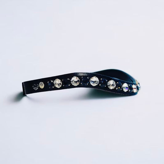 Fancy Delight Browband #3 – Graphite & Crystal