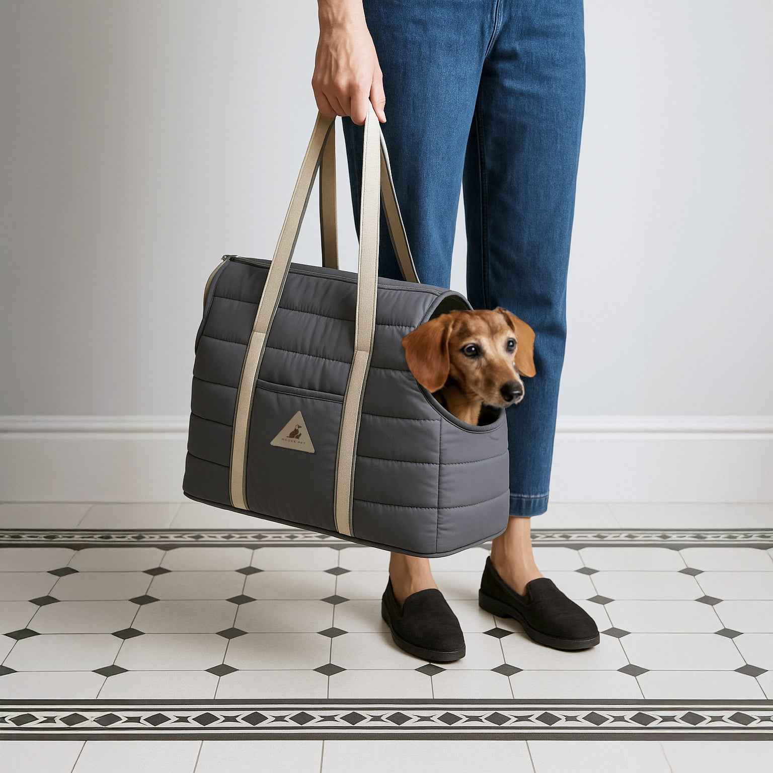 Nooee Pet Finn Carrier – Lightweight Quilted Dog Carrier with Easy-Care Cushion