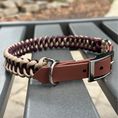 Load image into Gallery viewer, Fishtail Hand Braided Dog Collar in Burgundy & Cream
