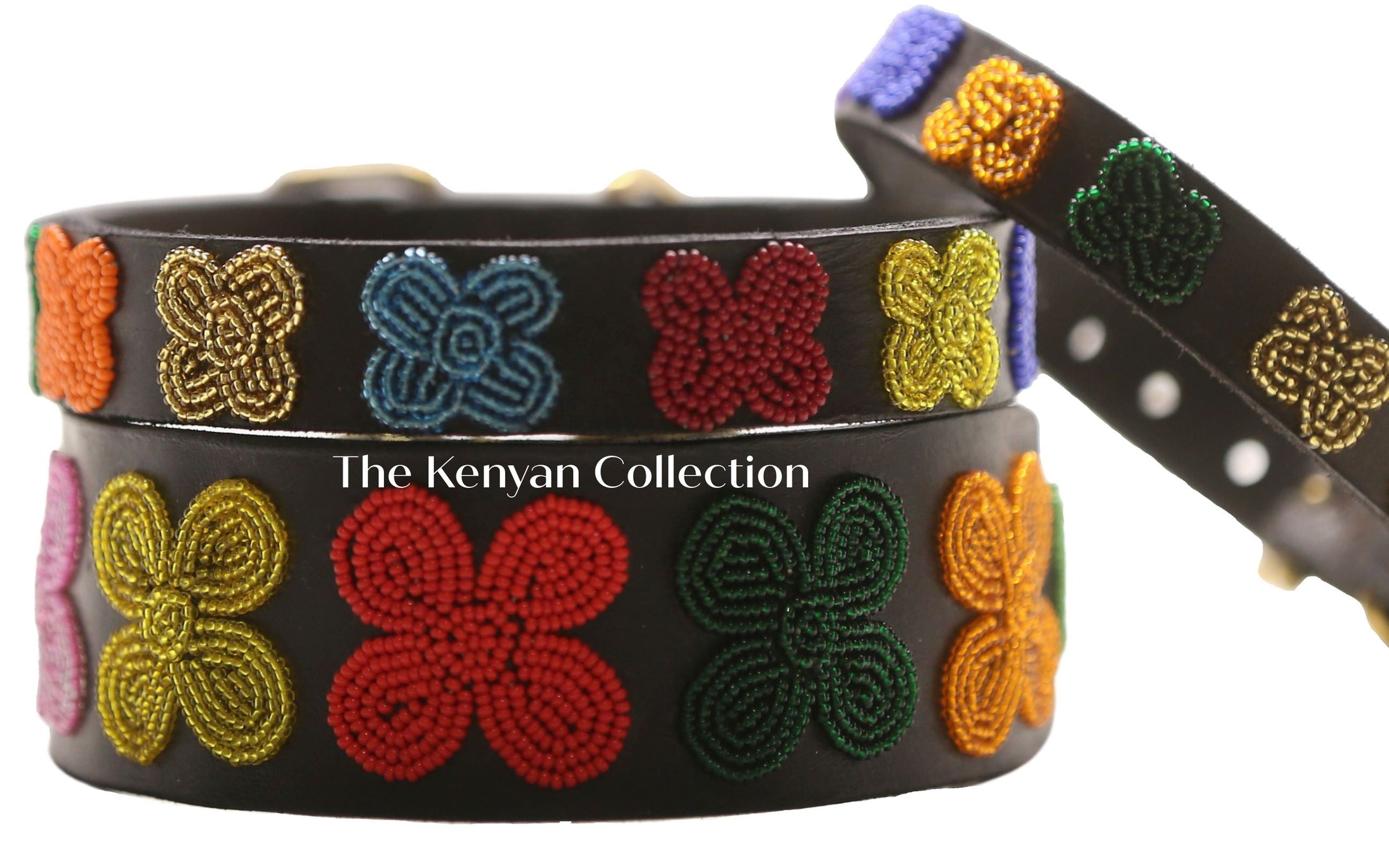 TKC Flower Power Wide  Belt Black Leather & Silver Buckle