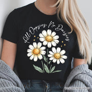 All Oopsies No Daisies T-Shirt, Funny Floral Natural and Black Tee for Quirky and Cottage Vibes 