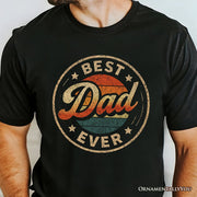 Best Dad Ever Retro Sunset T-Shirt, Black Vintage Fathers Gift Tee 
