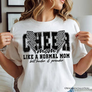 Cheer Mom Lightning T-Shirt, Cheerleader Retro White and Natural Tee for Proud Sports Mothers 