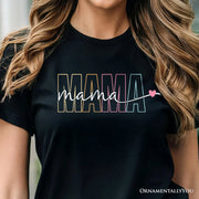 Colorblock Mama T-Shirt, Black Trendy Casual Women's Tee 