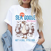 Cool Summer Sea Goose Certified T-Shirt, Funny Retro White and Natural Tee for Beach Lovers 