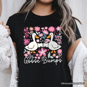 Funny Goose Bumps Floral T-Shirt, White, Natural and Black Sarcastic Goose Tee Gifts 