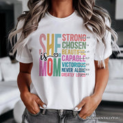 Inspirational Christian Mom T-Shirt, Affirmation White Tee for Strong and Motivated Mothers 