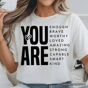 Inspirational Words T-Shirt, Minimalist White Tee for Encouraging and Loving Significant Others 