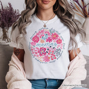 Inspiring Floral Mama T-Shirt, White, Black and Natural Boho Tee for Strong and Loving Mothers 