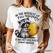 Lemon Squeezy Raccoon T-Shirt, Funny White Tee for Sarcastic People 